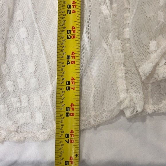 Angel Biba Lace High Low Mermaid Dress Women Size M White Tan Ruffle | Romantic - Picture 10 of 11